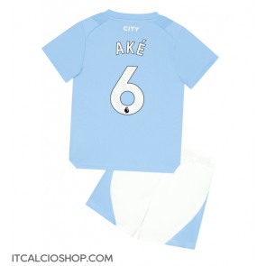 Manchester City Nathan Ake #6 Prima Maglia Bambino 2023-24 Manica Corta (+ Pantaloni corti)